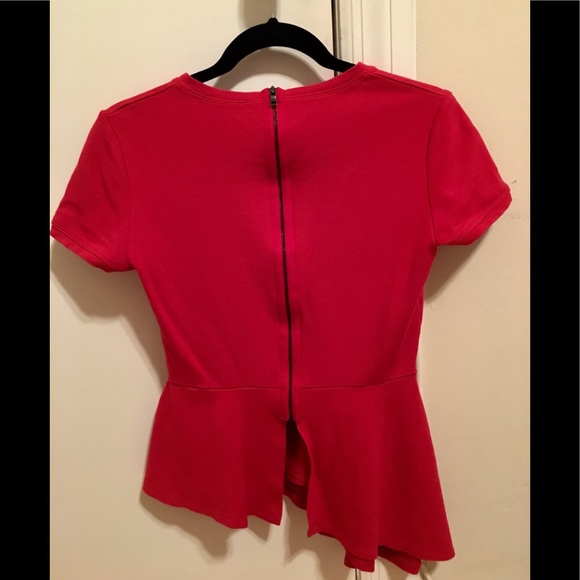 BCBG Red Peplum cotton shirt - Picture 2 of 7